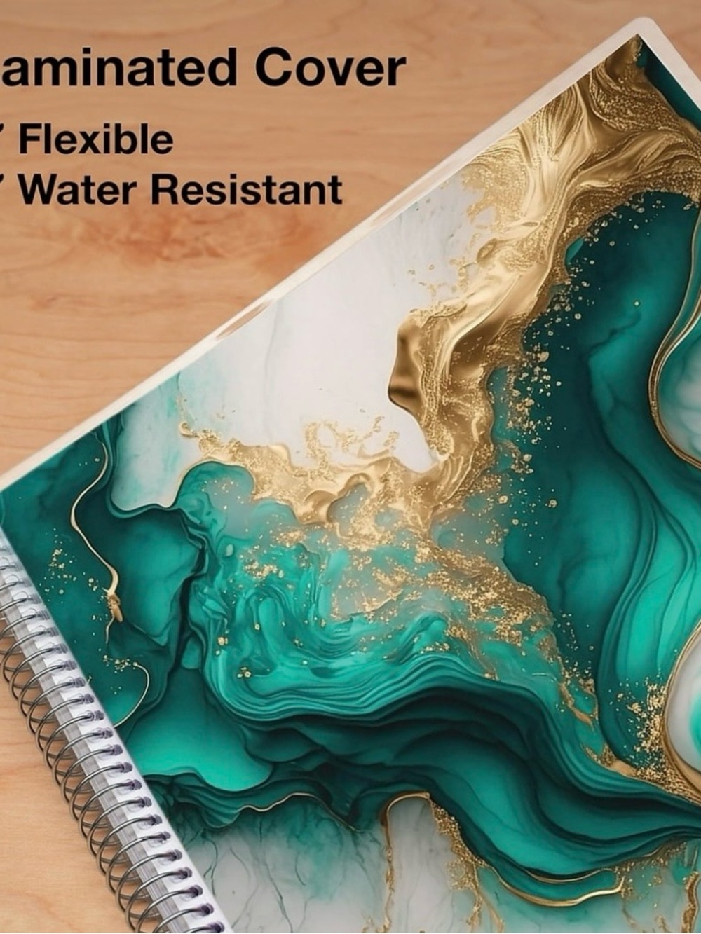 2026 Global Printed Products Teal Gold Marble 8.5" × 11" - Picture 8 of 10